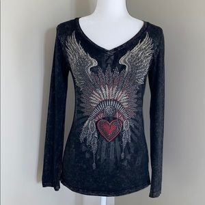 Vintage Jeweled L/S Soft Fashion Top